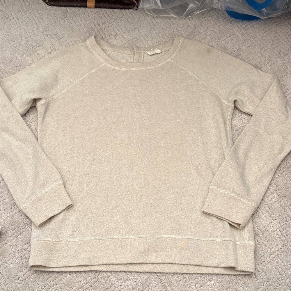 Sezane Cream Crew Neck Sweater